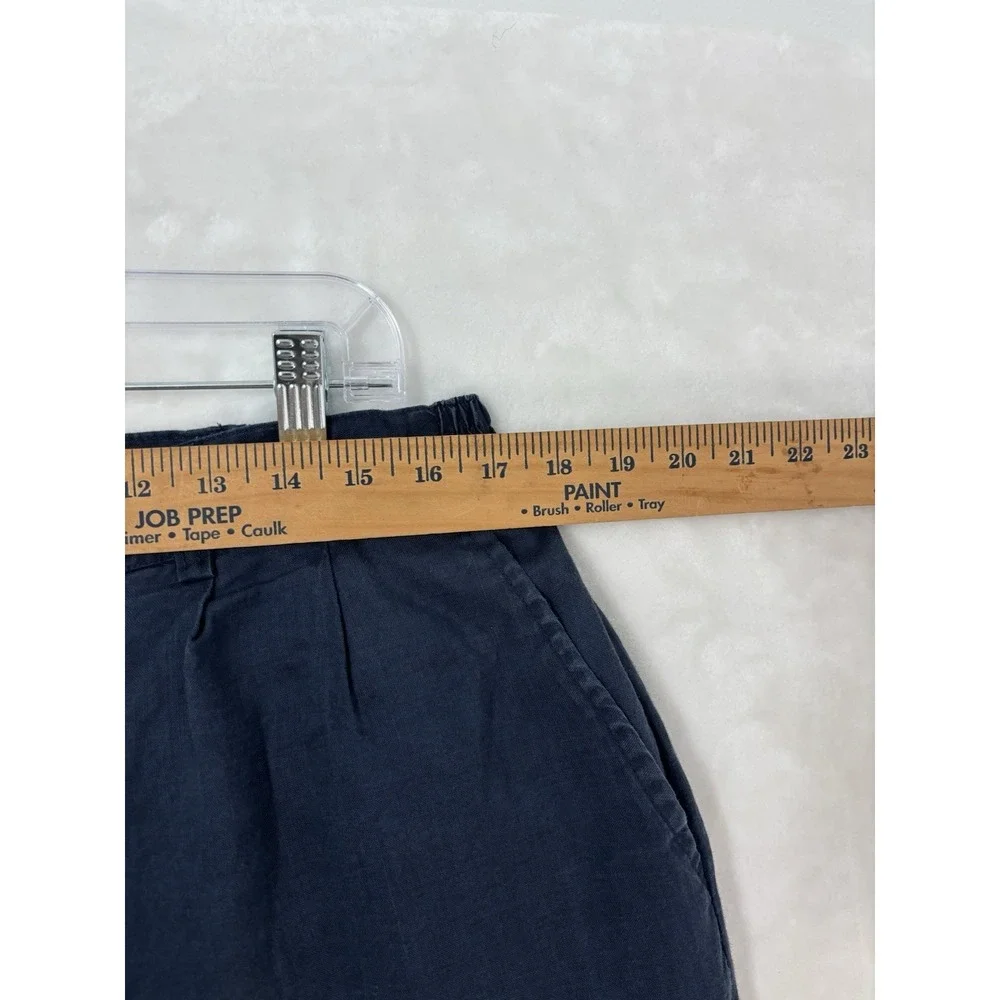 Godbody Collection Men's 100% Linen Pants Navy Blue Elastic Waist Size 34 0710